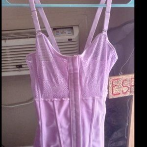 purple corset with panty hose holder size small